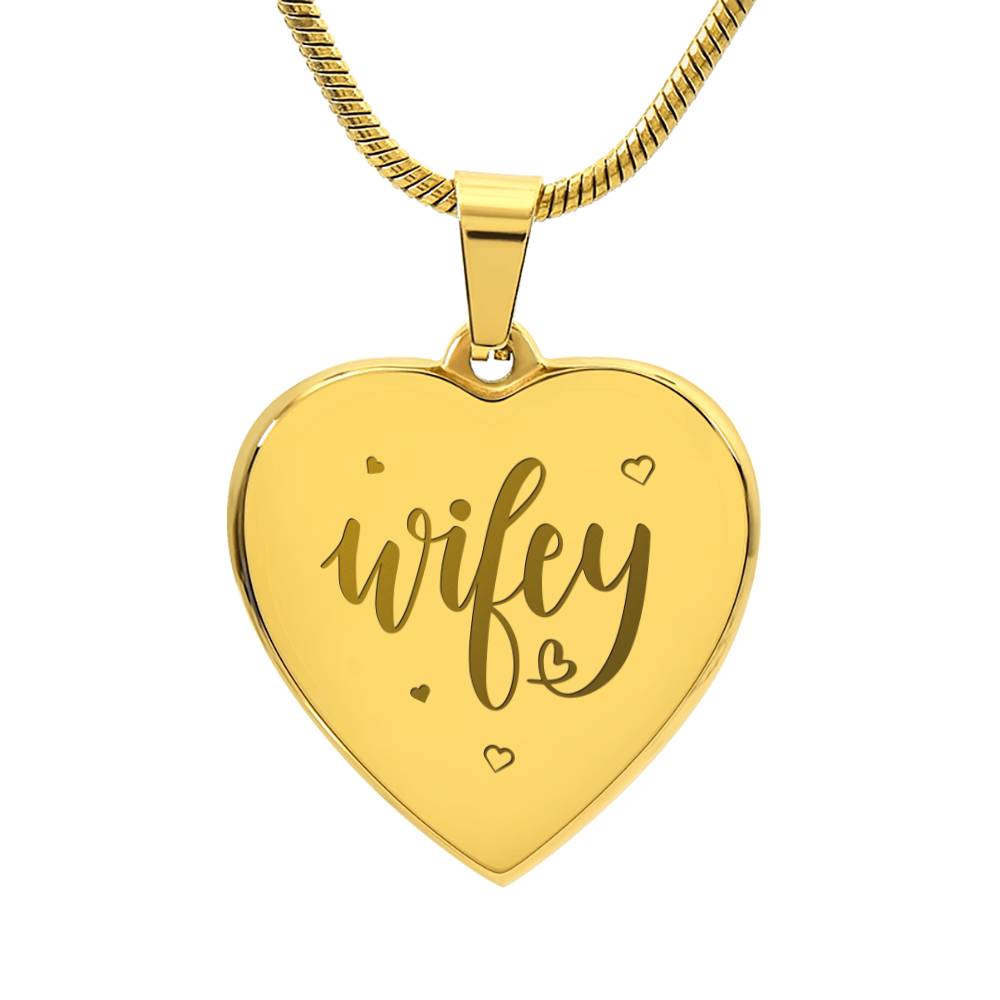 Wifey – Engraved Heart Necklace – Gift for Wife