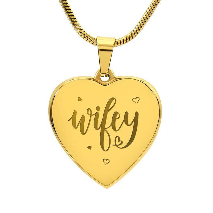 Wifey – Engraved Heart Necklace – Gift for Wife