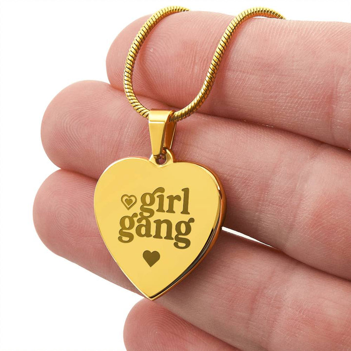 Girl Gang – Engraved Heart Necklace – Gift for Her