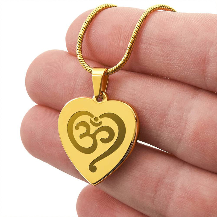 Namaste Symbol – Engraved Heart Necklace – Gift for Her