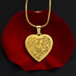 Elephant Head - Engraved Heart Necklace - Gift for Her