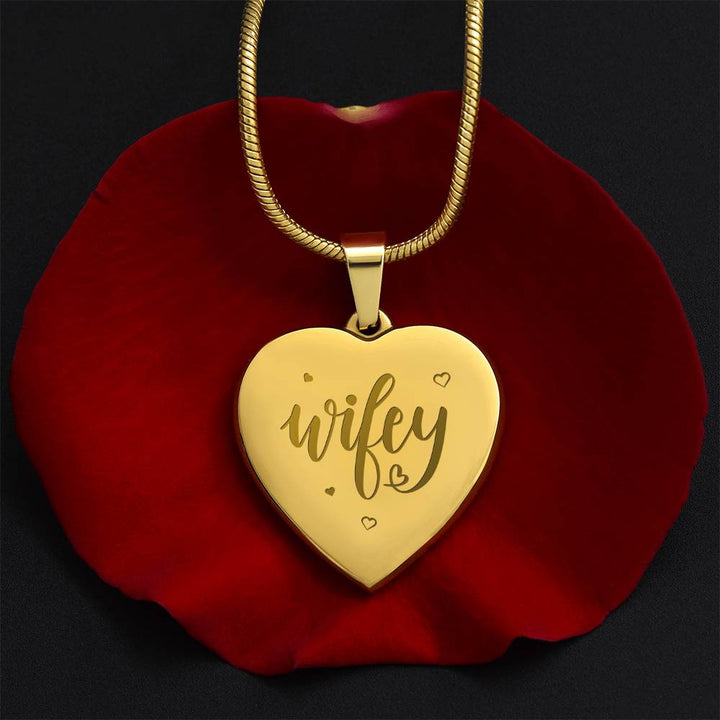 Wifey – Engraved Heart Necklace – Gift for Wife
