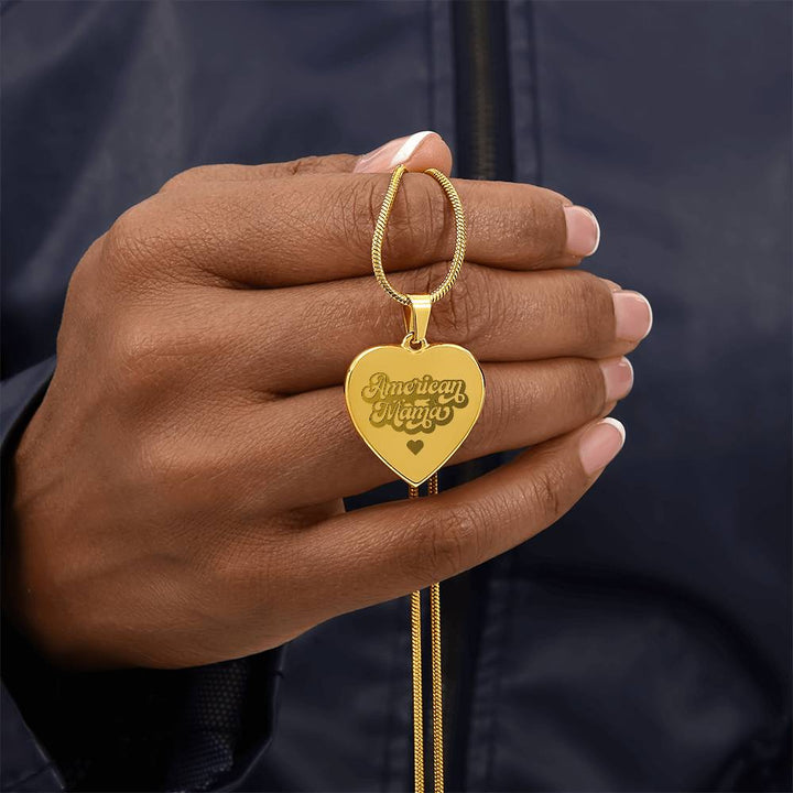 American Mama – Engraved Heart Necklace – Gift for Mom