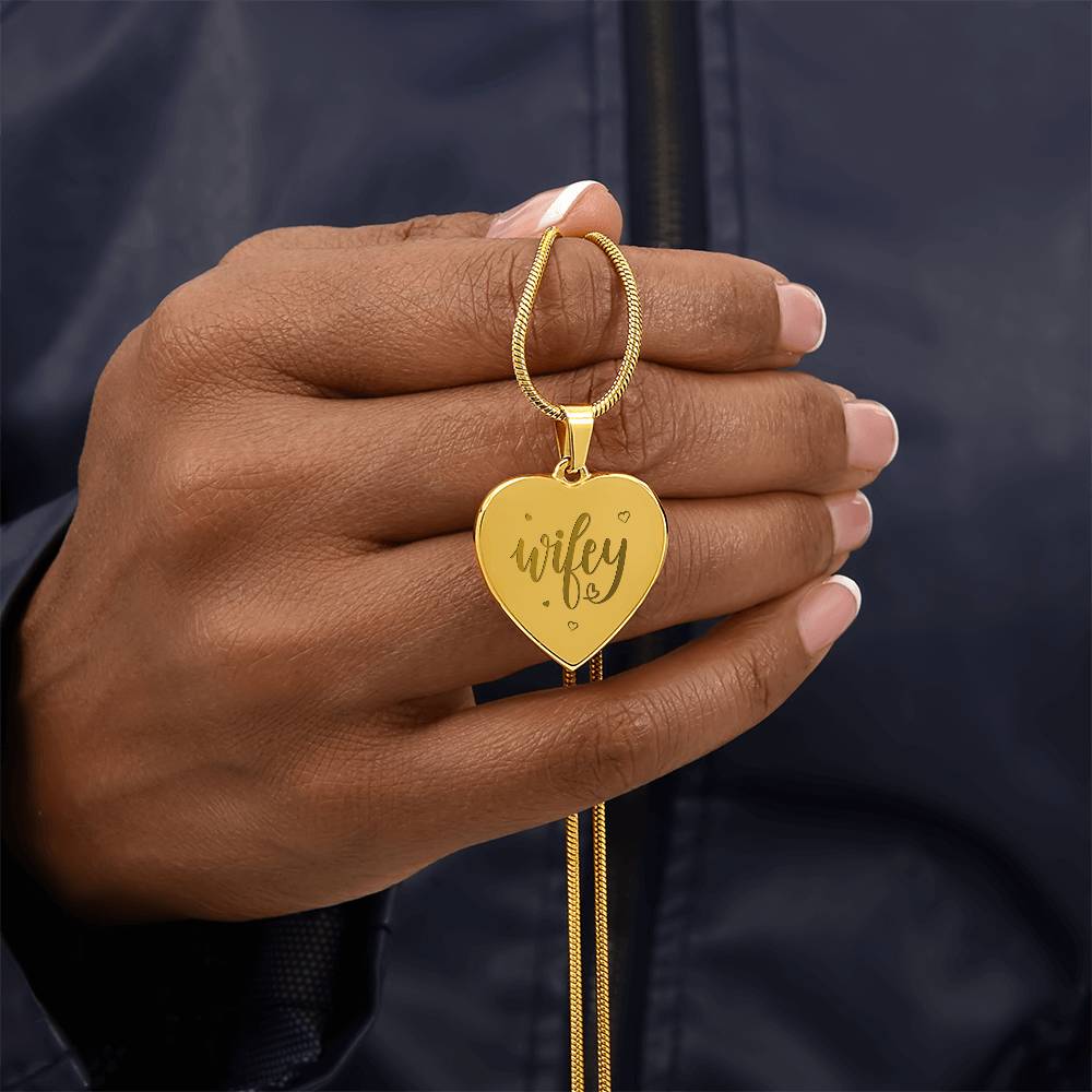 Wifey – Engraved Heart Necklace – Gift for Wife