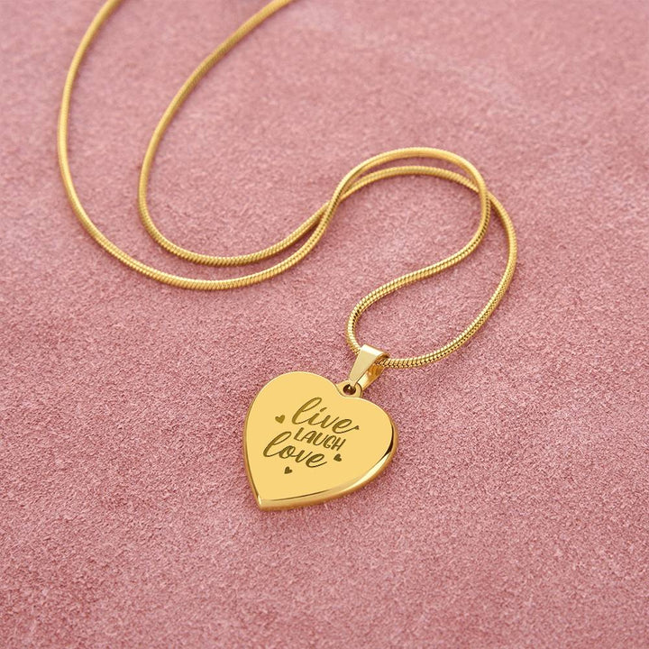 Live Laugh Love – Engraved Heart Necklace – Gift for Her