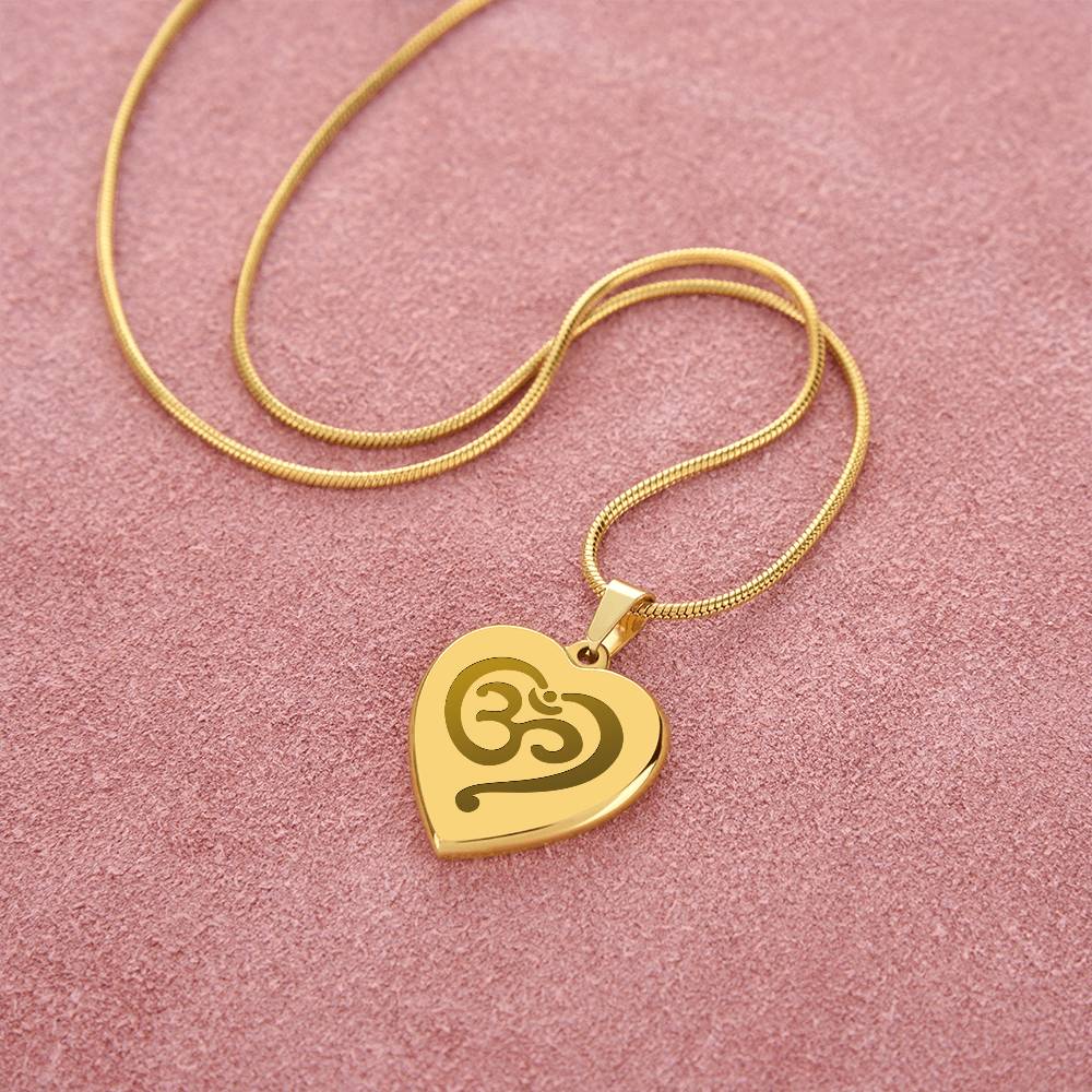 Namaste Symbol – Engraved Heart Necklace – Gift for Her