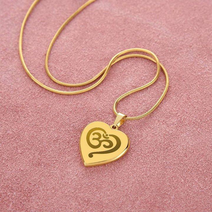 Namaste Symbol – Engraved Heart Necklace – Gift for Her