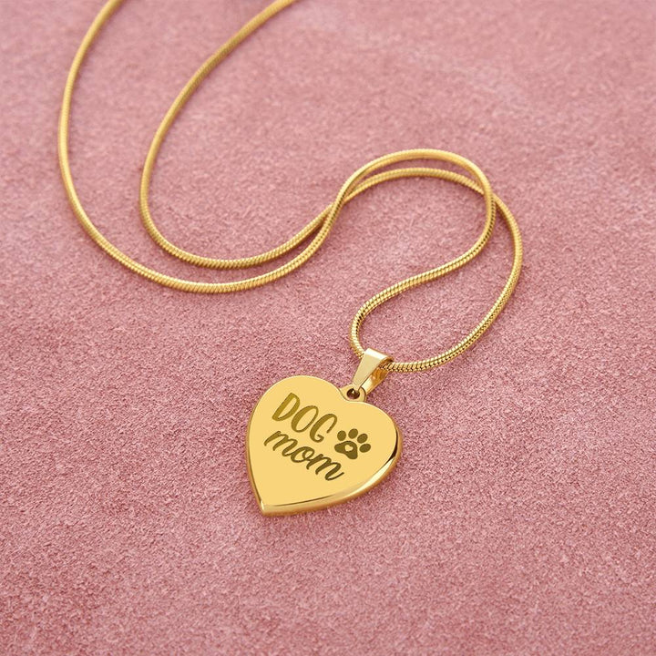 Dog Mom Engraved Heart Necklace – Gift for Mom