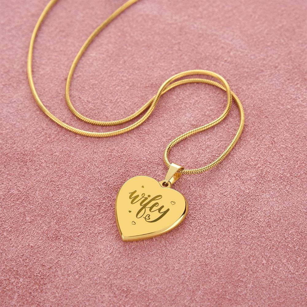 Wifey – Engraved Heart Necklace – Gift for Wife