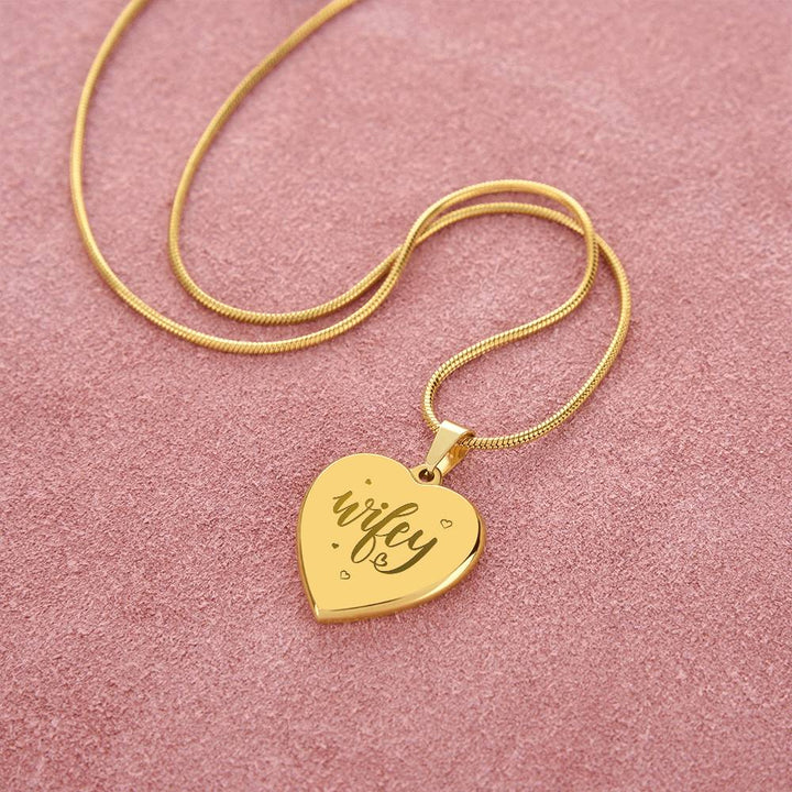 Wifey – Engraved Heart Necklace – Gift for Wife