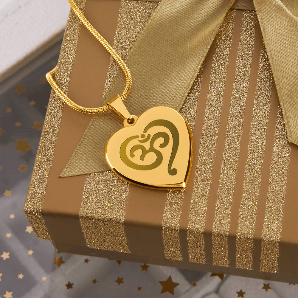 Namaste Symbol – Engraved Heart Necklace – Gift for Her