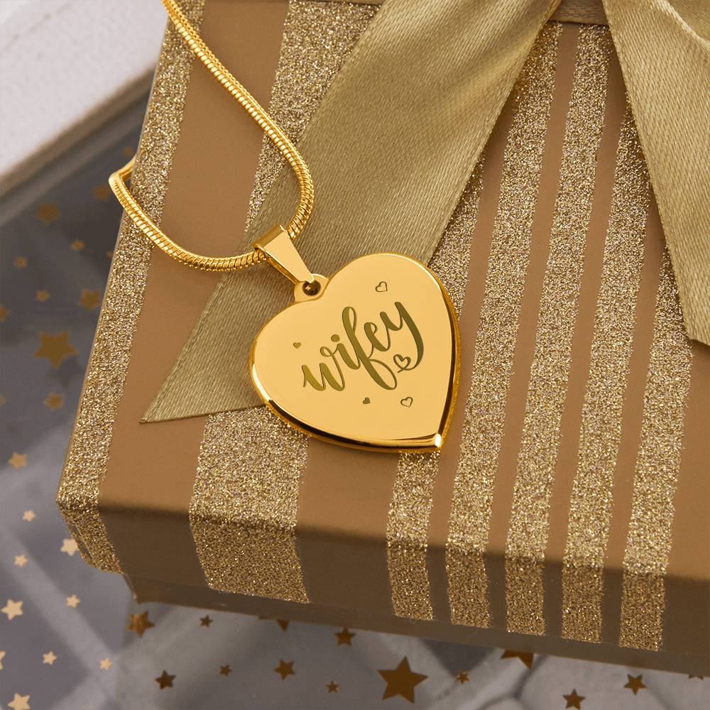 Wifey – Engraved Heart Necklace – Gift for Wife