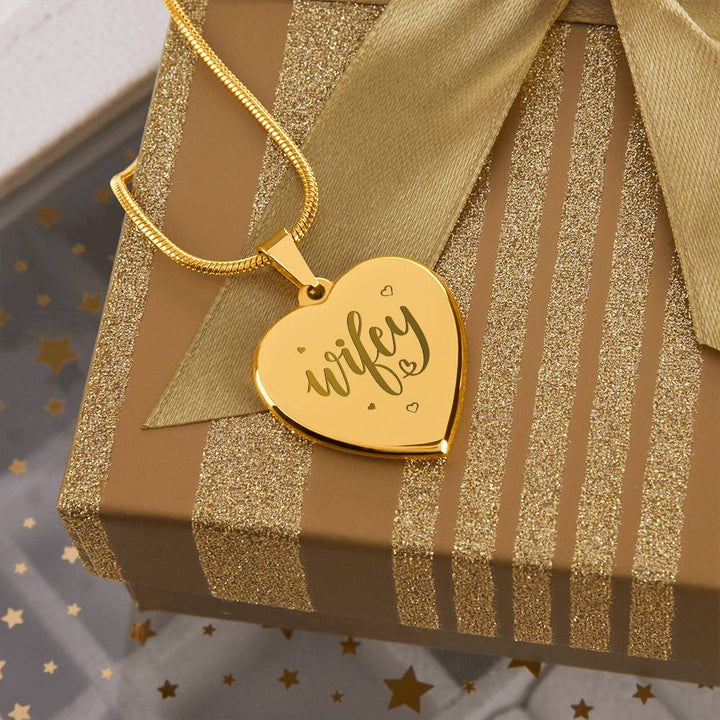 Wifey – Engraved Heart Necklace – Gift for Wife