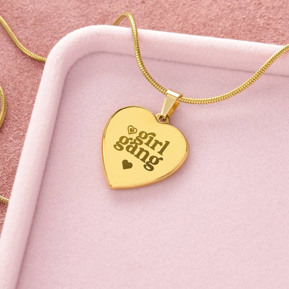 Girl Gang – Engraved Heart Necklace – Gift for Her