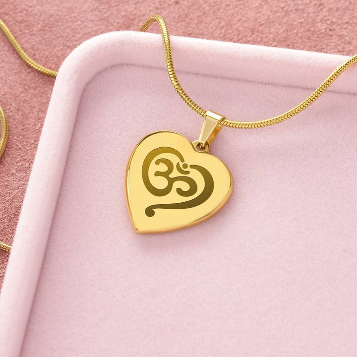 Namaste Symbol – Engraved Heart Necklace – Gift for Her