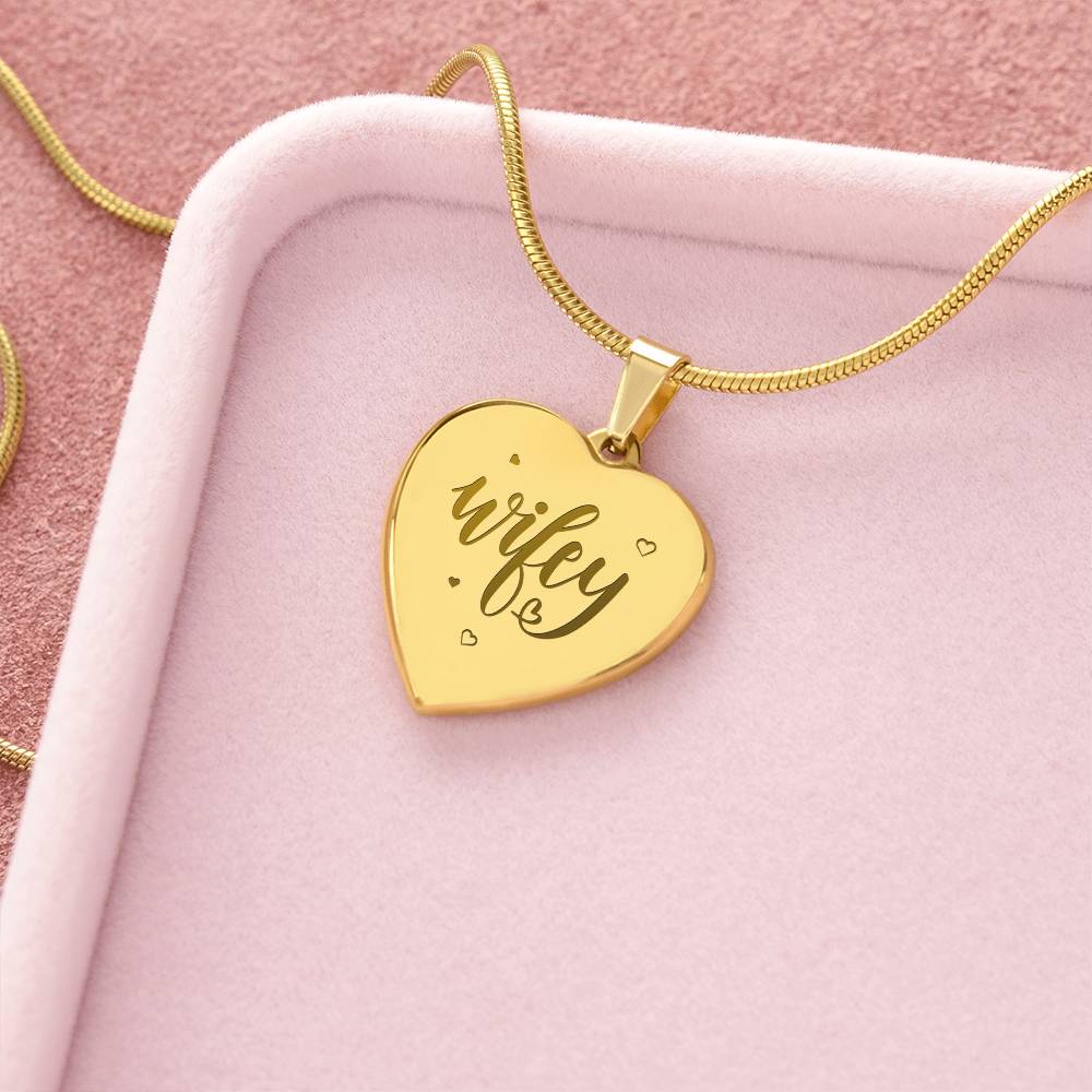 Wifey – Engraved Heart Necklace – Gift for Wife