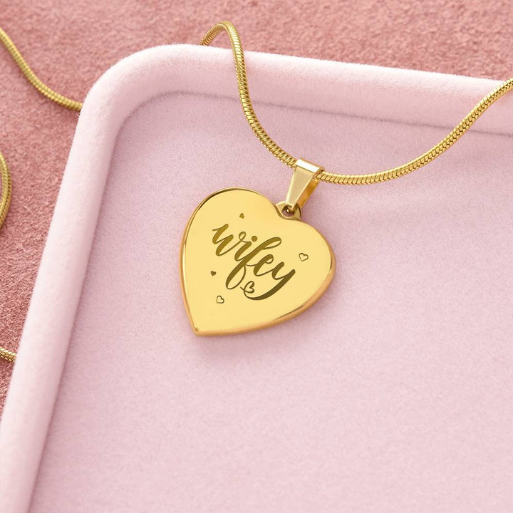 Wifey – Engraved Heart Necklace – Gift for Wife