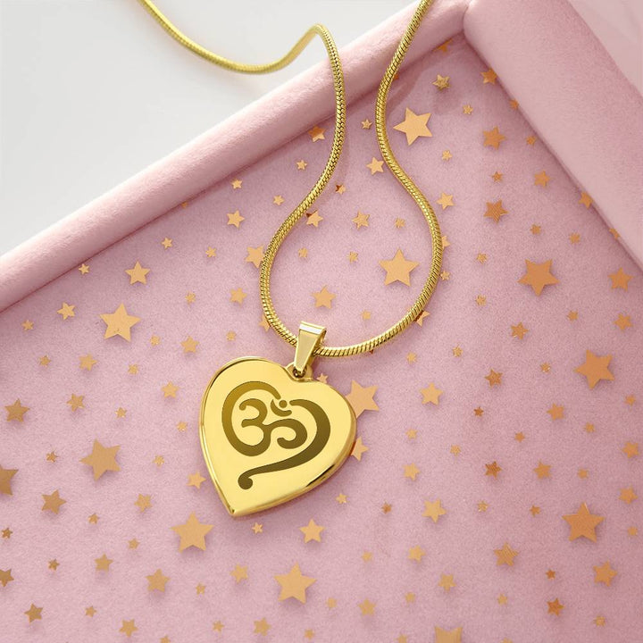 Namaste Symbol – Engraved Heart Necklace – Gift for Her