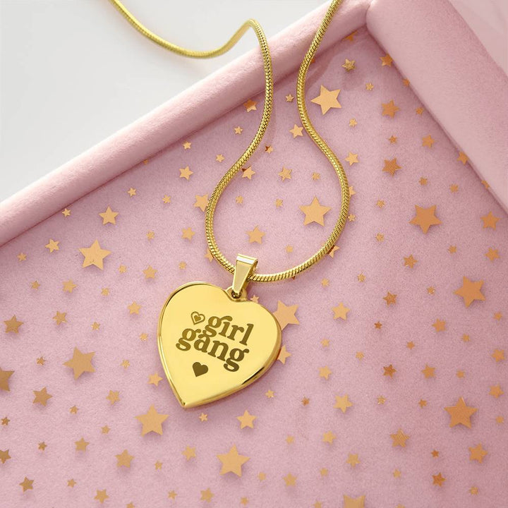 Girl Gang – Engraved Heart Necklace – Gift for Her
