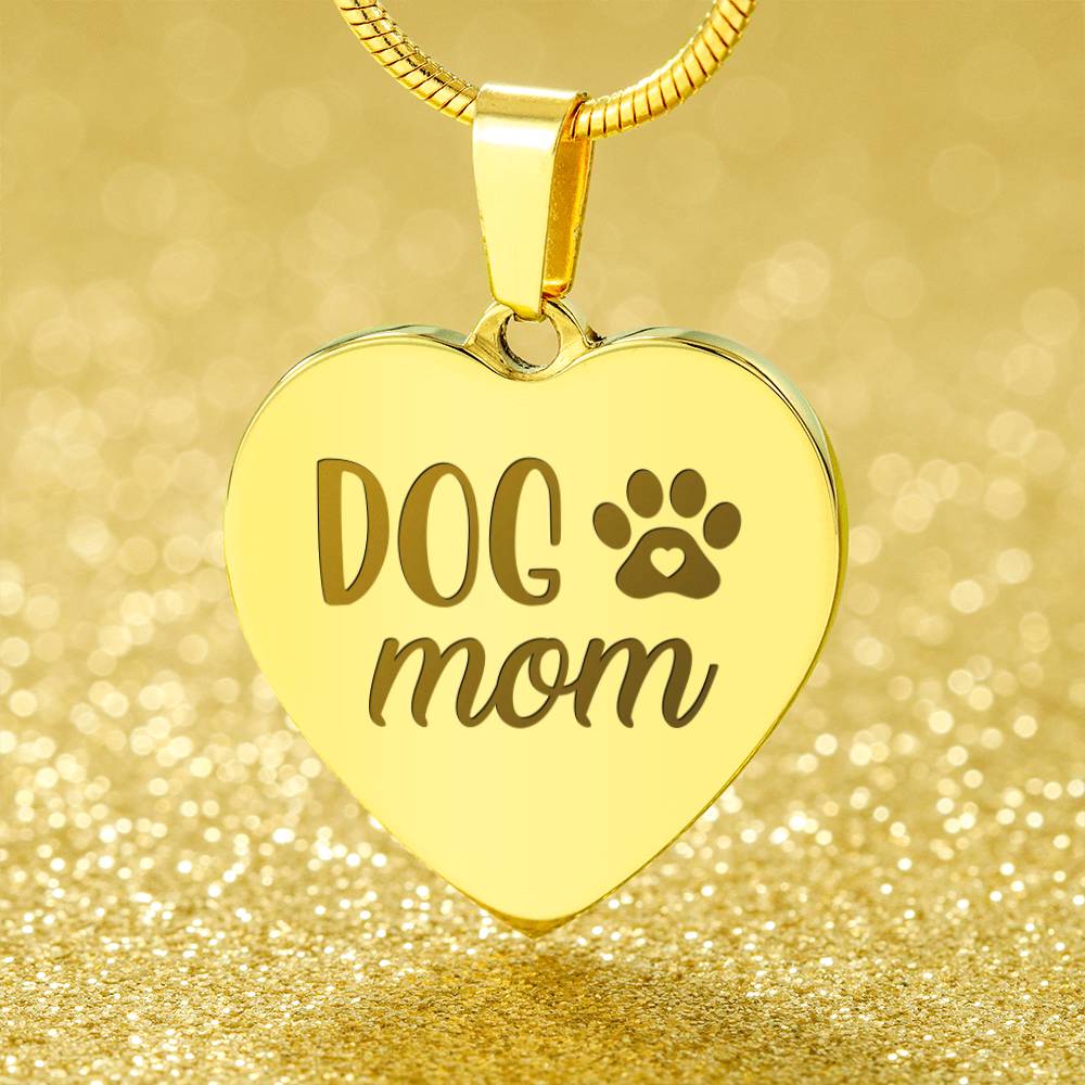 Dog Mom Engraved Heart Necklace – Gift for Mom