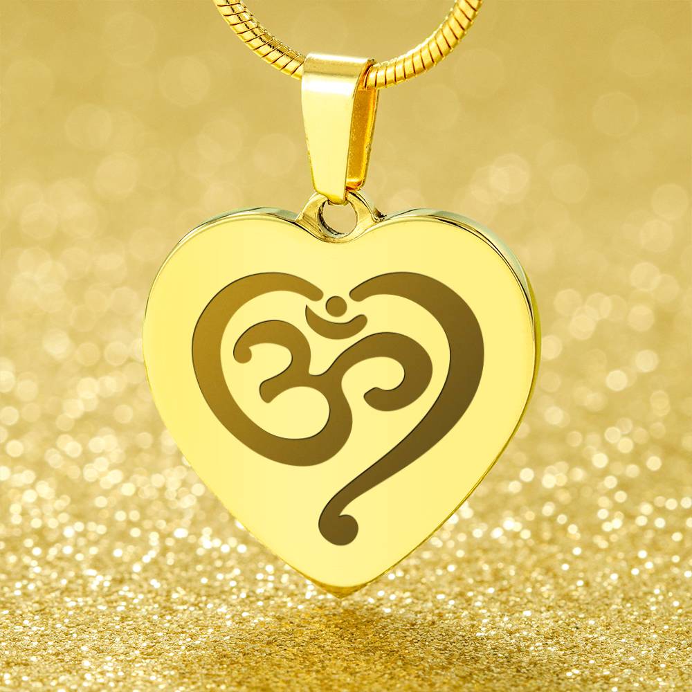 Namaste Symbol – Engraved Heart Necklace – Gift for Her