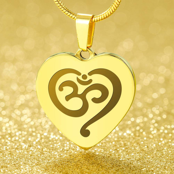 Namaste Symbol – Engraved Heart Necklace – Gift for Her