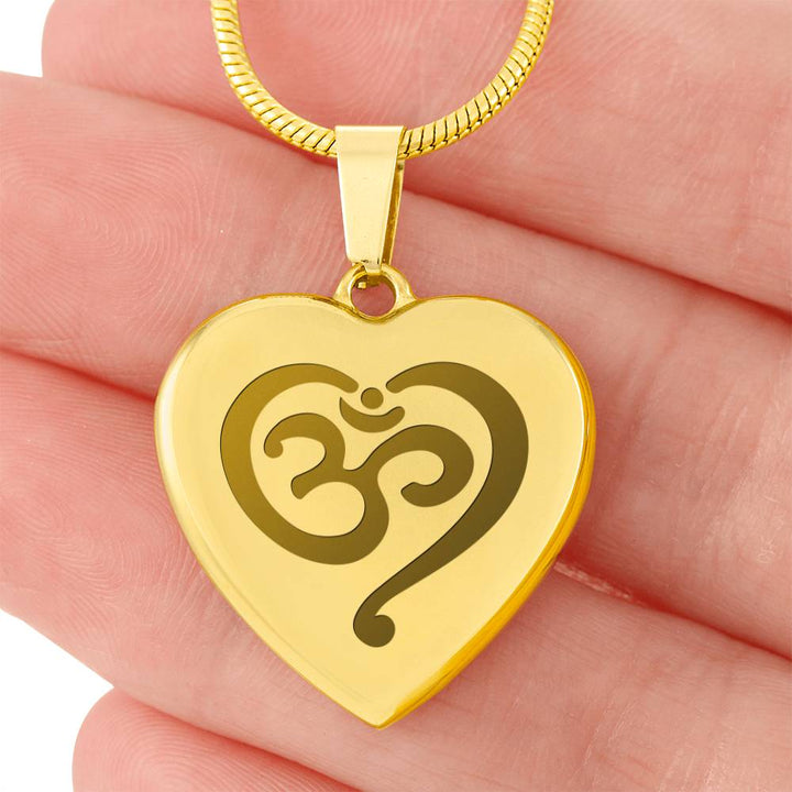 Namaste Symbol – Engraved Heart Necklace – Gift for Her