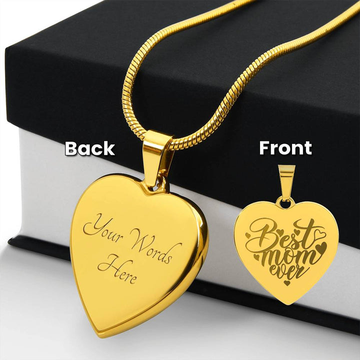 Best Mom Ever – Engraved Heart Necklace – Gift for Mom