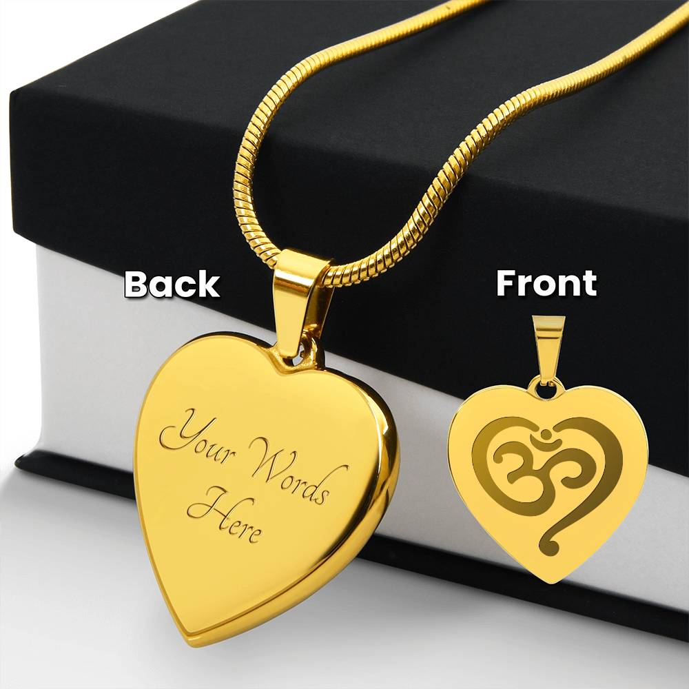 Namaste Symbol – Engraved Heart Necklace – Gift for Her