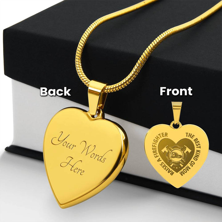 The Best Kind Of Mom Raises a Firefighter Engraved Heart Necklace – Gift for Mom