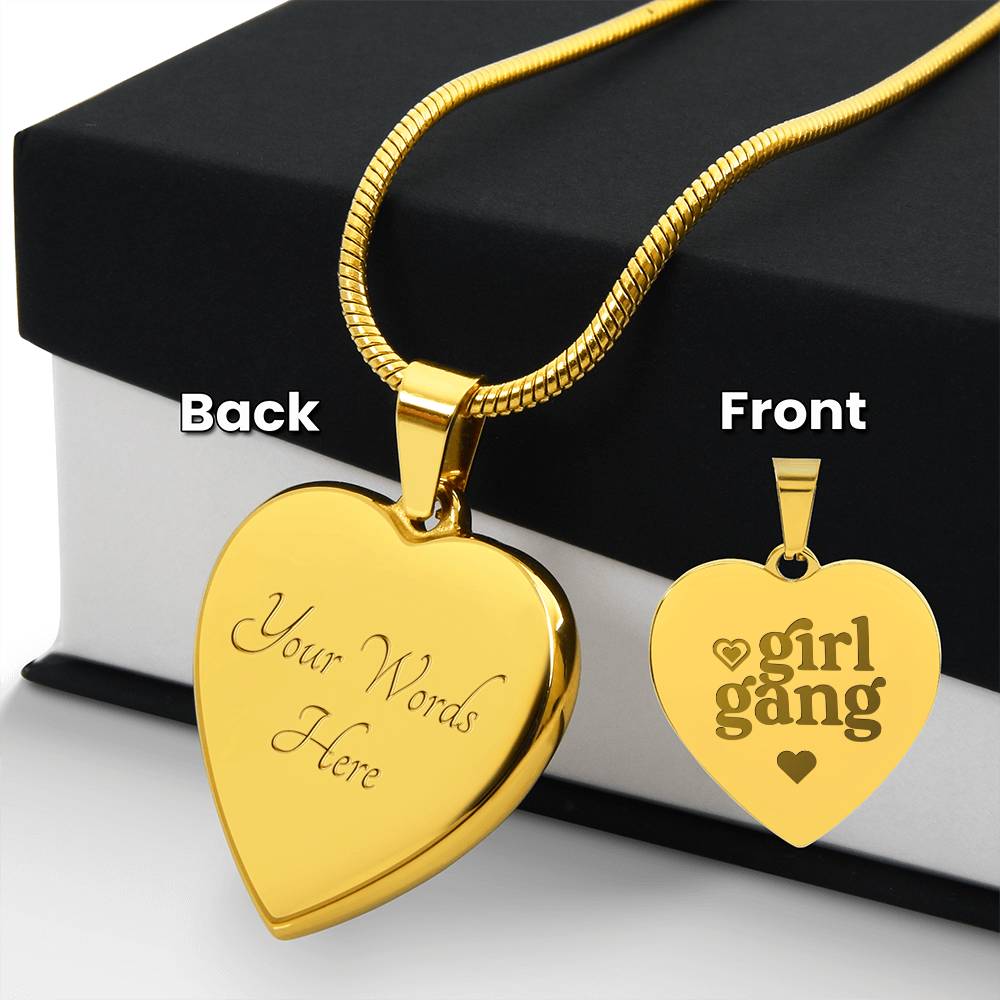 Girl Gang – Engraved Heart Necklace – Gift for Her