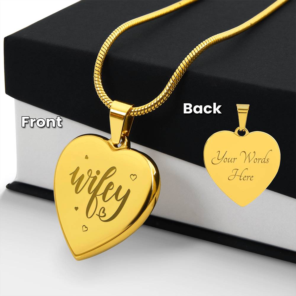 Wifey – Engraved Heart Necklace – Gift for Wife