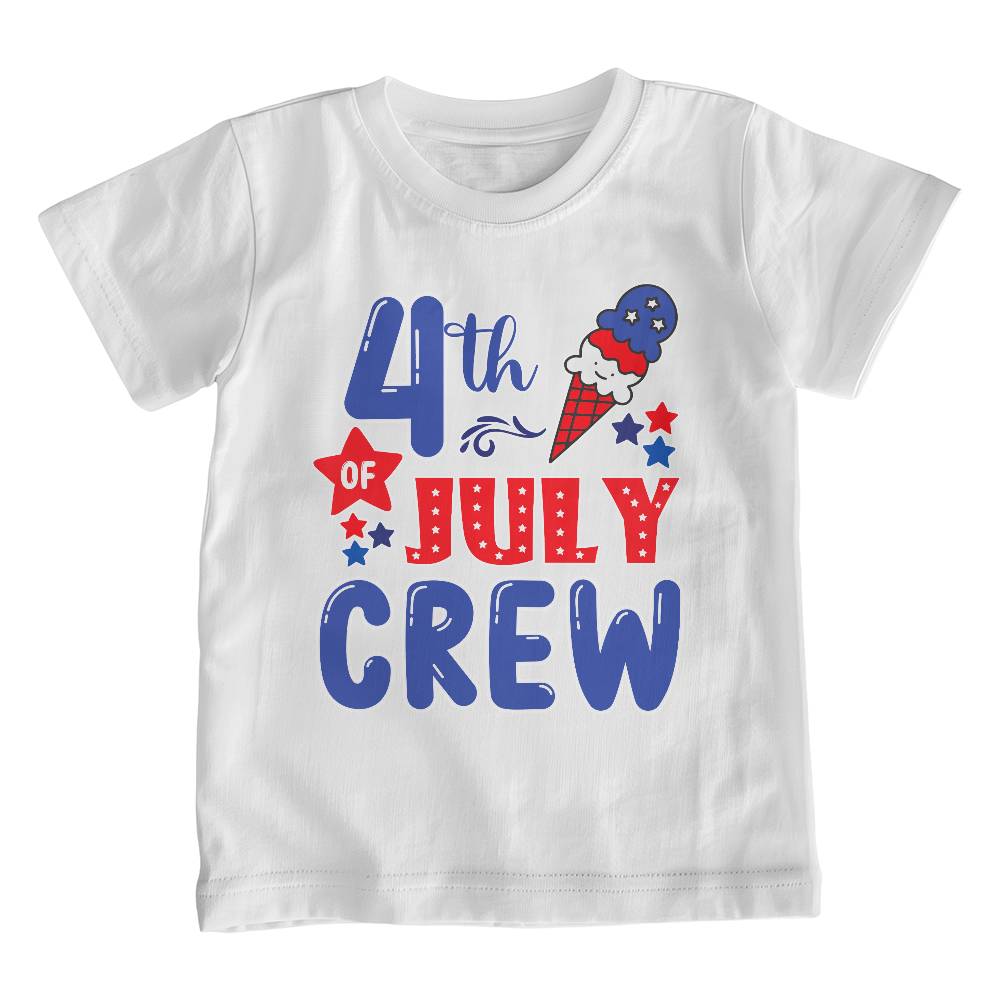 4th Of July Crew - Bella + Canvas 3001Y Unisex Youth T-Shirt Front Print Design - Gift for Son - Gift for Daughter