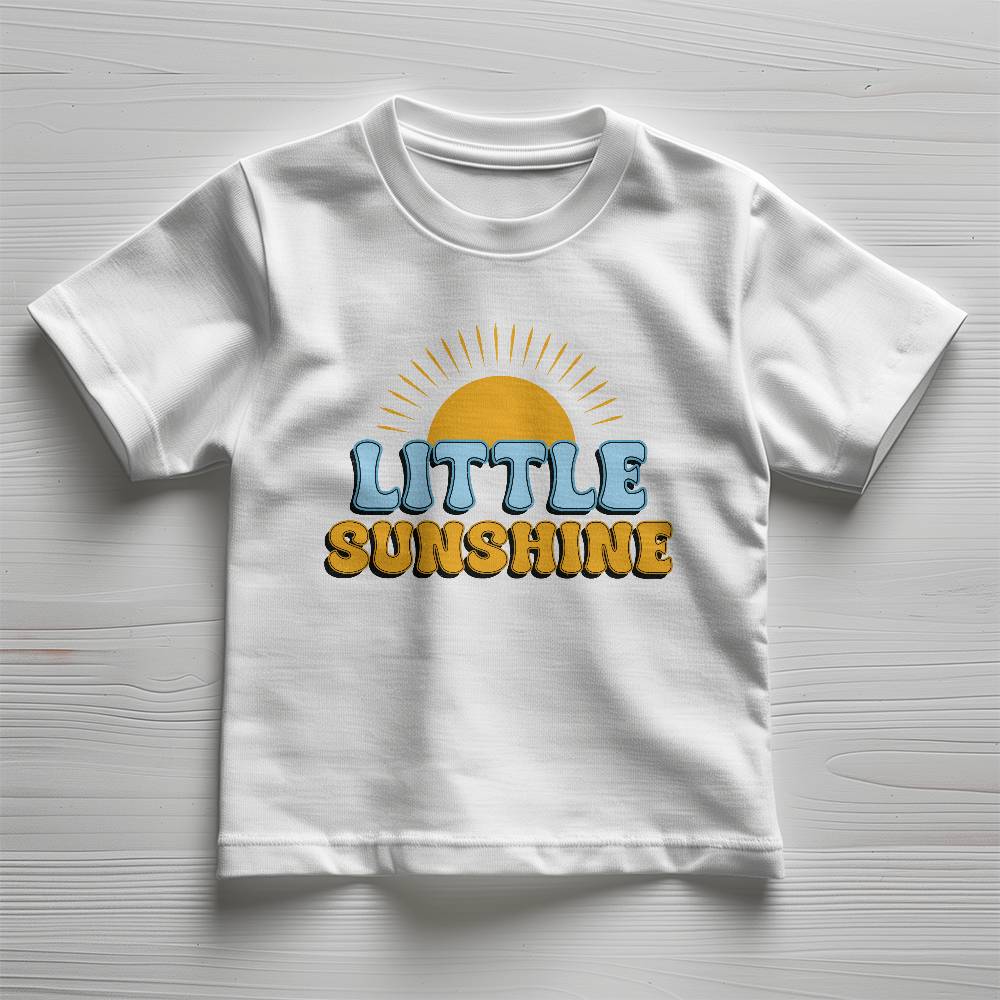 Little Sunshine (WHITE & PINK) - Bella + Canvas 3001T Toddler Jersey Tee Front Print Design - Gift for Son - Gift for Daughter