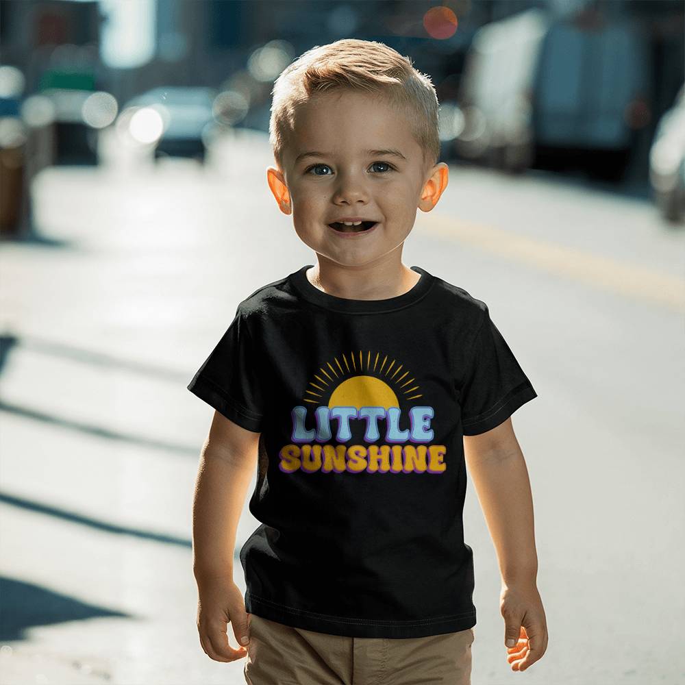 Little Sunshine (BLACK) - Bella + Canvas 3001T Toddler Jersey Tee Front Print Design - Gift for Son - Gift for Daughter