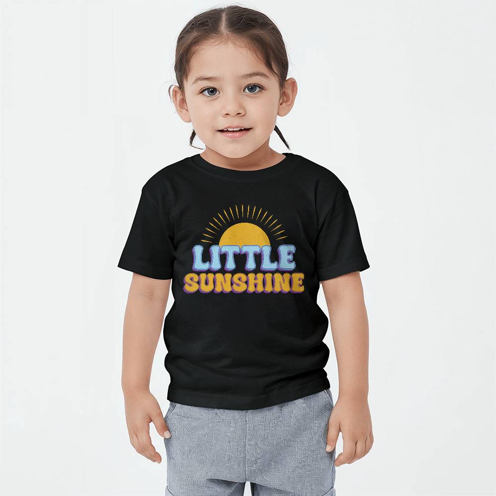 Little Sunshine (BLACK) - Bella + Canvas 3001T Toddler Jersey Tee Front Print Design - Gift for Son - Gift for Daughter