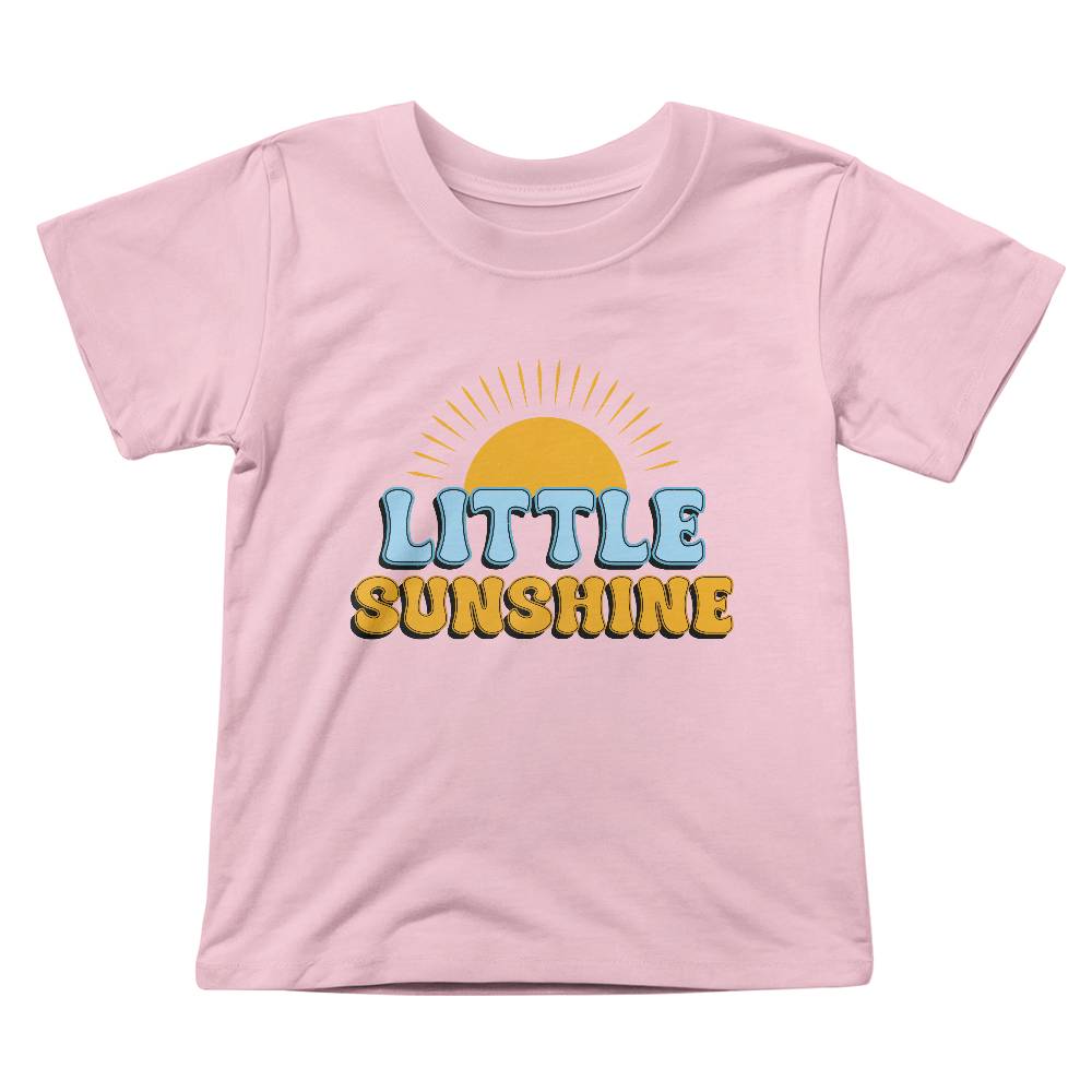 Little Sunshine (WHITE & PINK) - Bella + Canvas 3001T Toddler Jersey Tee Front Print Design - Gift for Son - Gift for Daughter