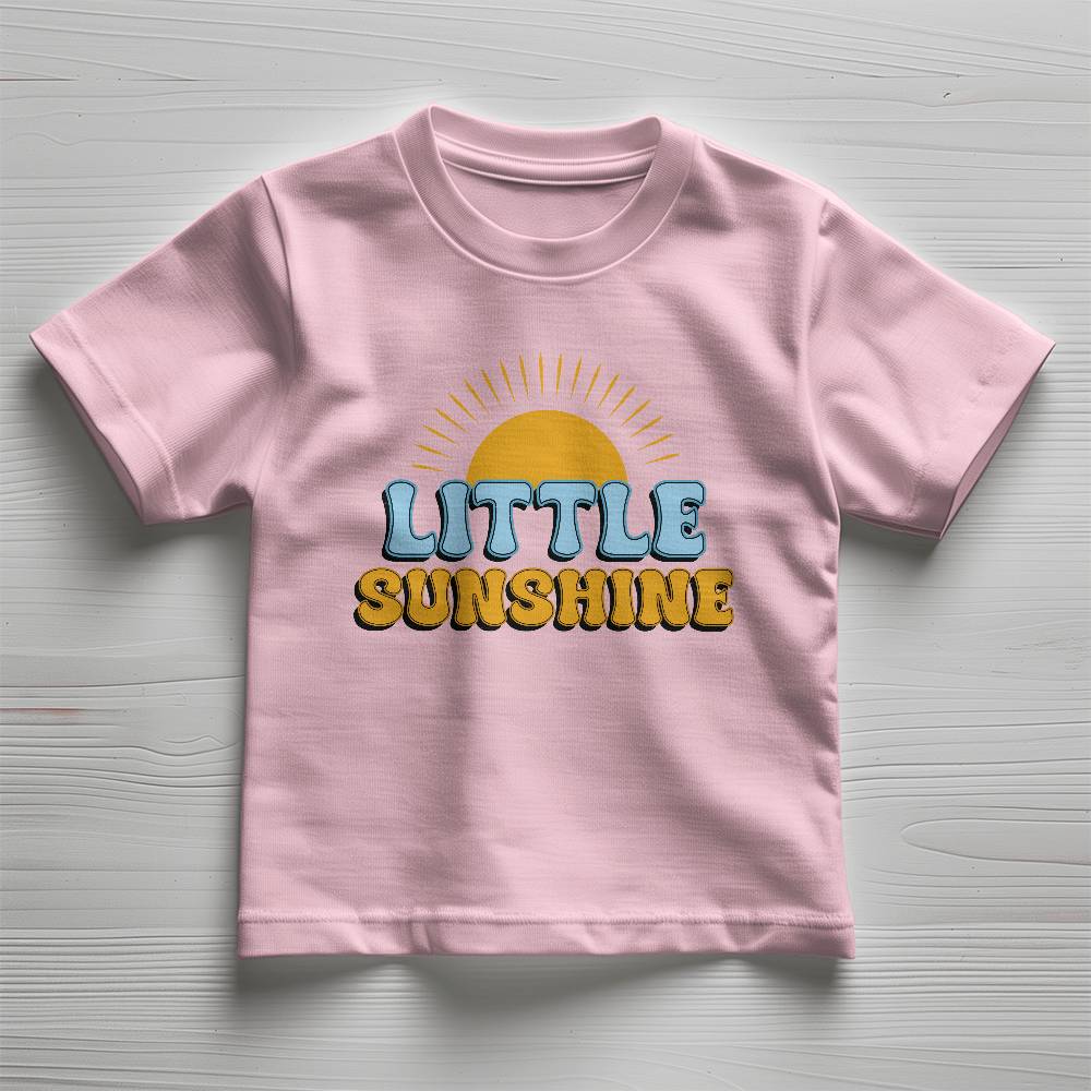 Little Sunshine (WHITE & PINK) - Bella + Canvas 3001T Toddler Jersey Tee Front Print Design - Gift for Son - Gift for Daughter