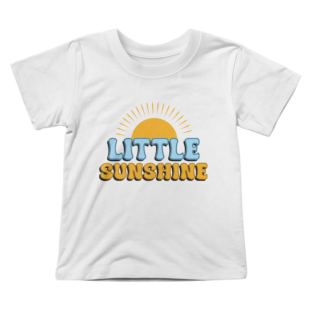 Little Sunshine (WHITE & PINK) - Bella + Canvas 3001T Toddler Jersey Tee Front Print Design - Gift for Son - Gift for Daughter