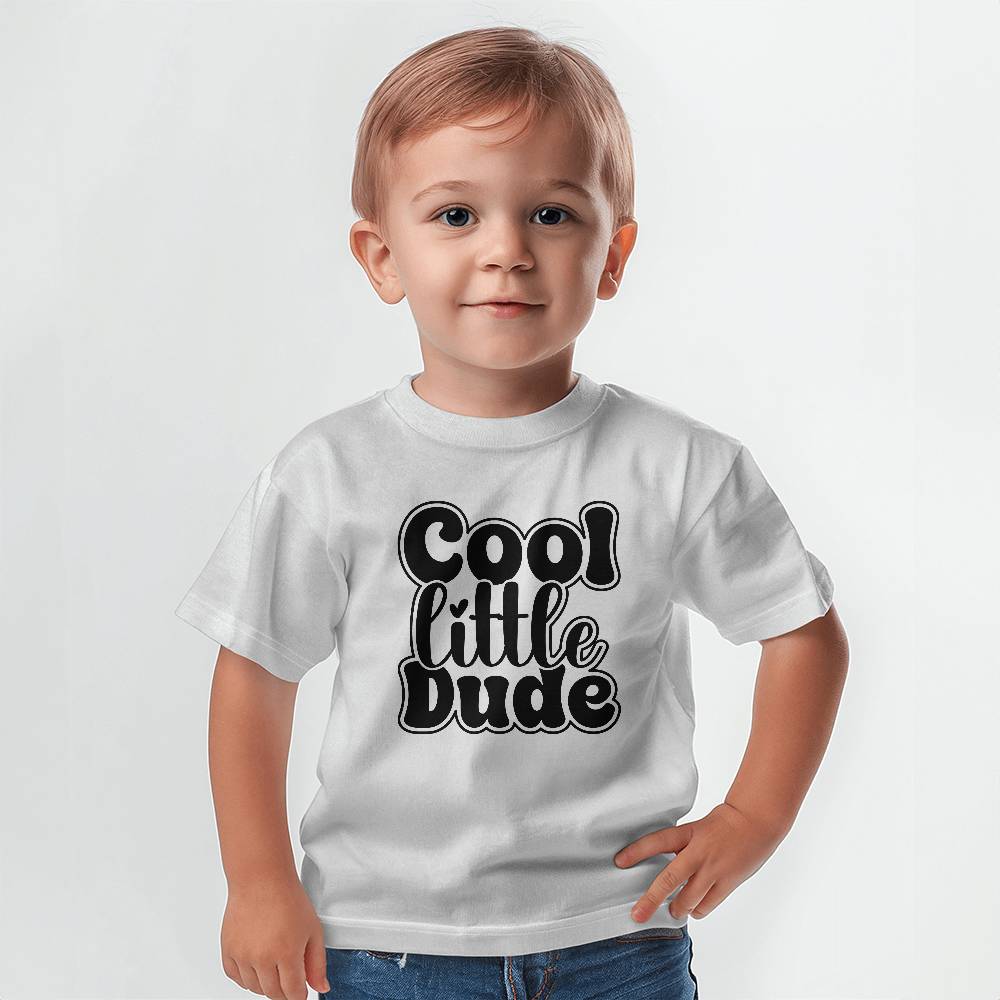 Cool Little Dude (WHITE & PINK) - Bella + Canvas 3001B Baby Jersey Tee Front Print Design - Gift for Son - Gift for Daughter