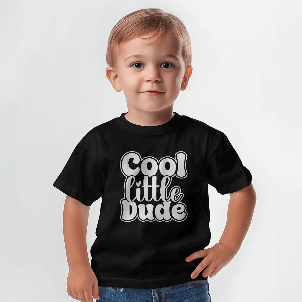 Cool Little Dude (BLACK) - Bella + Canvas 3001B Baby Jersey Tee Front Print Design - Gift for Son - Gift for Daughter