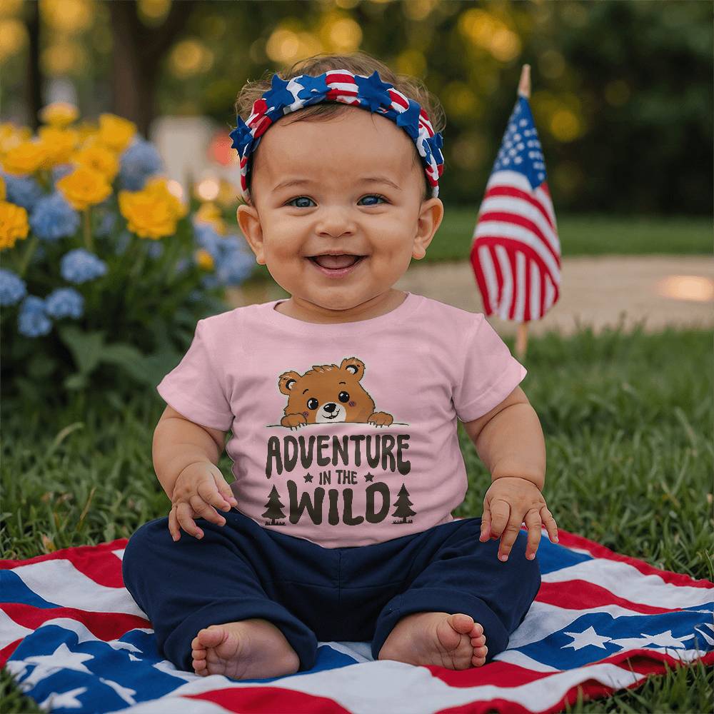 Adventure In The Wild (WHITE) - Bella + Canvas 3001B Baby Jersey Tee Front Print - Gift for Son - Gift for Daughter