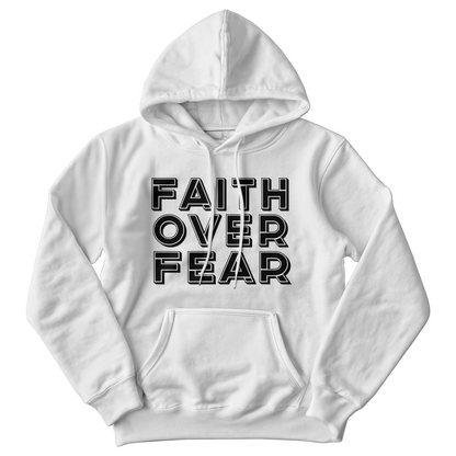 Faith Over Fear (Black) - Gildan 18500 Unisex Hooded Sweatshirt Front Print - Gift for Her - Gift for Him
