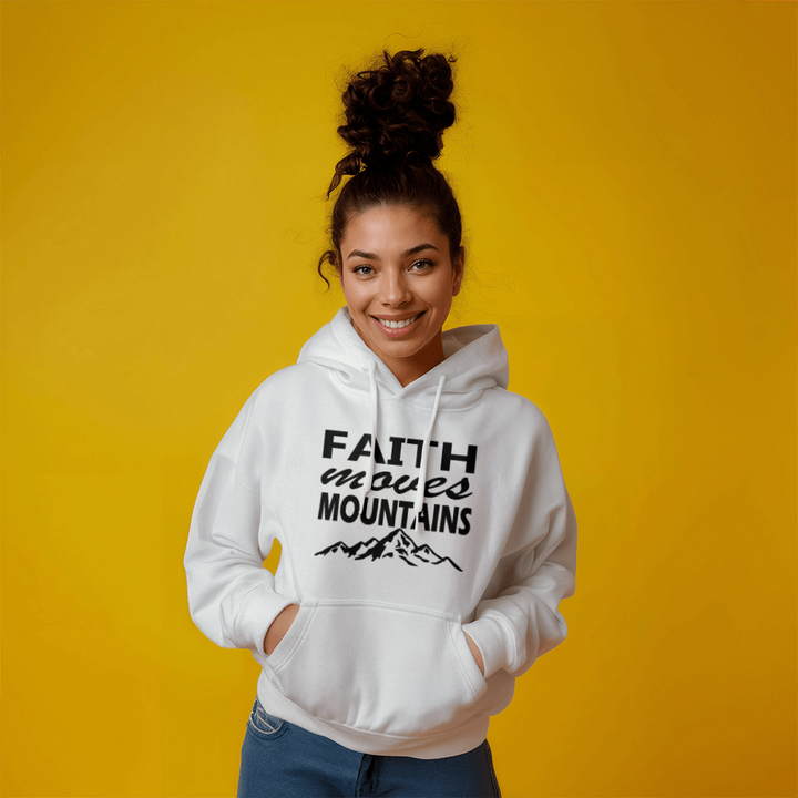 Faith Moves Mountains (Black) Hooded Sweatshirt – Gift for Her - Gift for Him