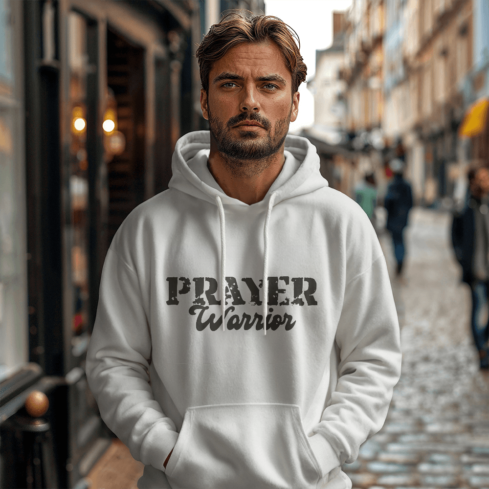Prayer Warrior (Black) - Gildan 18500 Unisex Hooded Sweatshirt Front Print - Gift for Her - Gift for Him