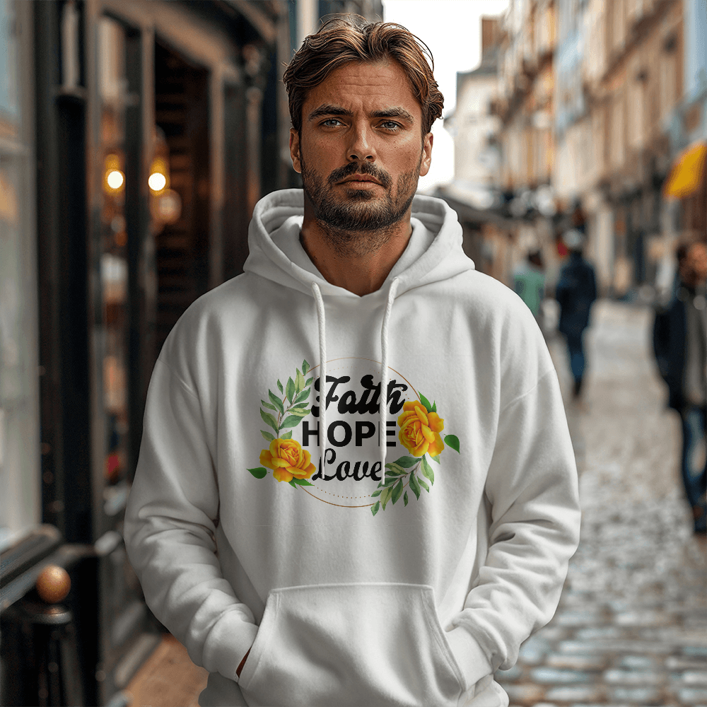 Faith Hope Love - Gildan 18500 Unisex Hooded Sweatshirt Front Print - Gift for Her - Gift for Him
