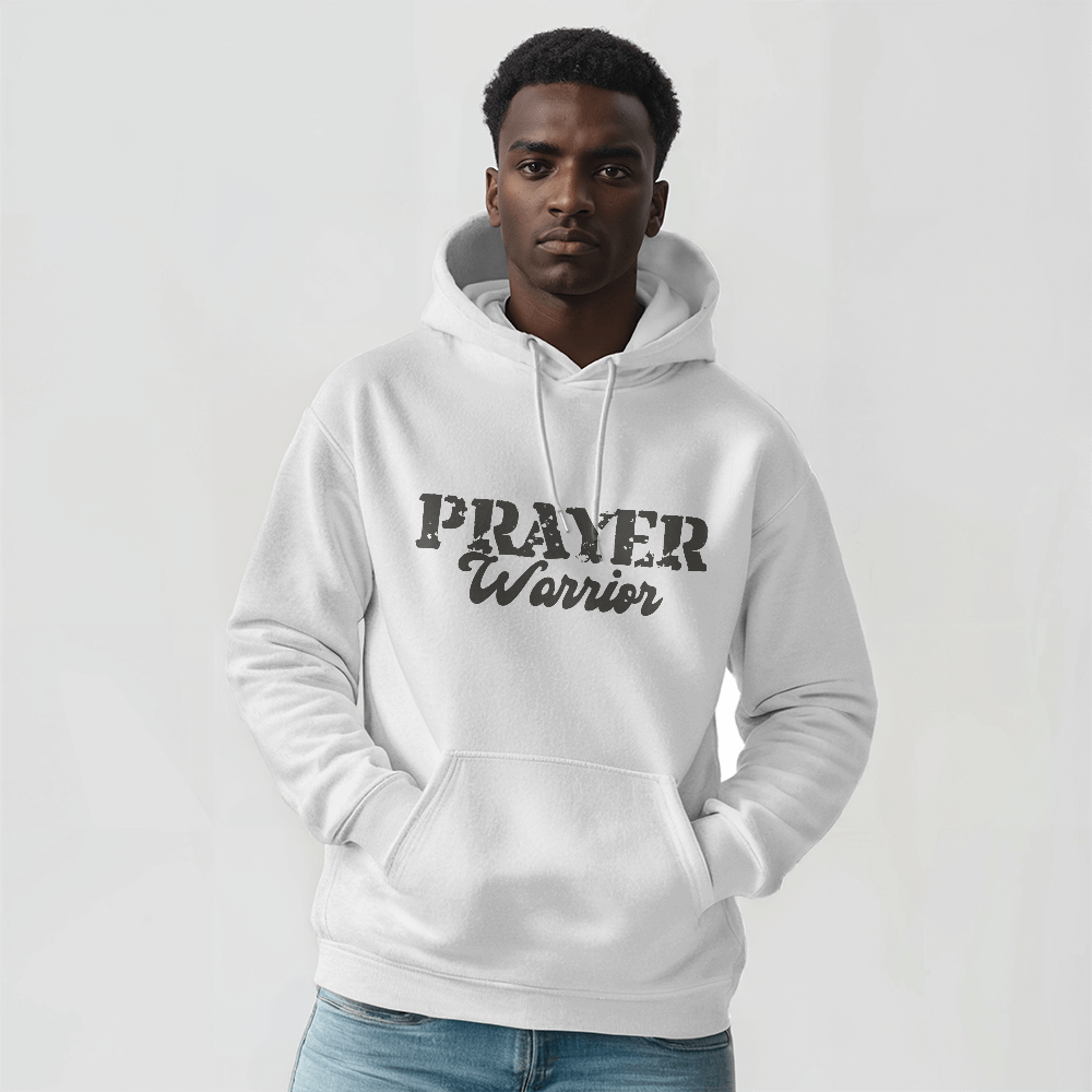 Prayer Warrior (Black) Hooded Sweatshirt – Gift for Her - Gift for Him