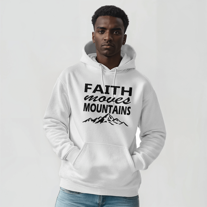 Faith Moves Mountains (Black) Hooded Sweatshirt – Gift for Her - Gift for Him