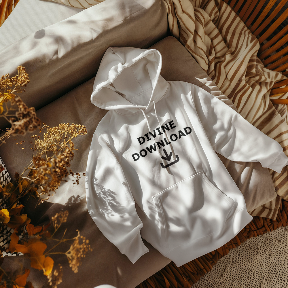 Divine Download (Black) - Gildan 18500 Unisex Hooded Sweatshirt Front Print - Gift for Her - Gift for Him