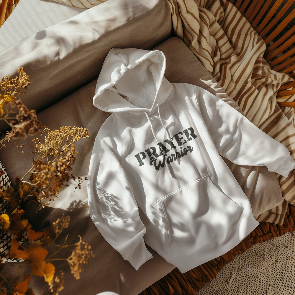 Prayer Warrior (Black) - Gildan 18500 Unisex Hooded Sweatshirt Front Print - Gift for Her - Gift for Him
